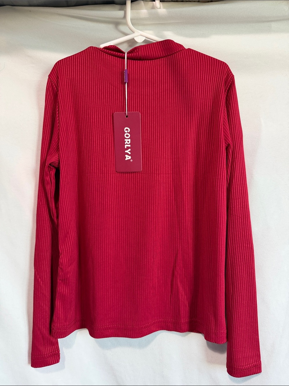 Mock Neck Ribbed Sweater - Red - Picture 2 of 4